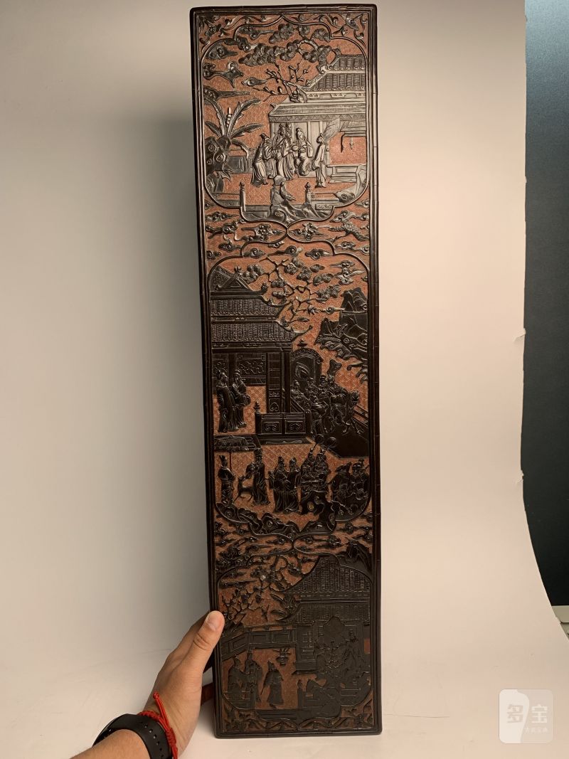 明早期 金黄地剔黑郭子仪祝寿长方盒 - 图3